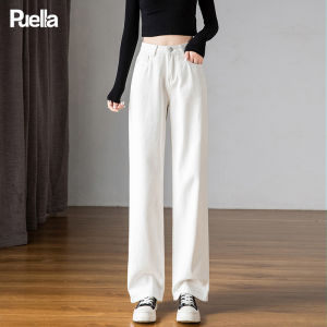 puella | Quần Jeans Dáng Suông Cao Waist Trắng