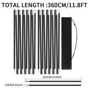 8MM Portable Aluminum Alloy Tent Pole 3.6/4.3M Foldable Thickenned Shade Sail Rods for Outdoor Camping Canopy Shelter Accessorie