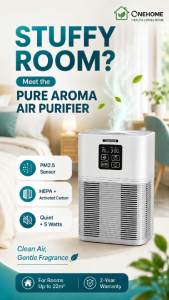 ONE HOME Aroma Air Purifier Mini Desktop Aromatherapy Purifier Essential oil HEPA Filter 12H Timer