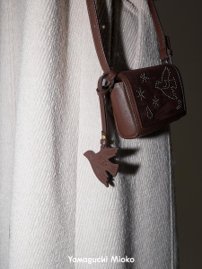 Decorative Colorful Leather Molded Double Tone Original Fine Crafted Free Speech Dove Hanging Ornament by Yamakawa Miho