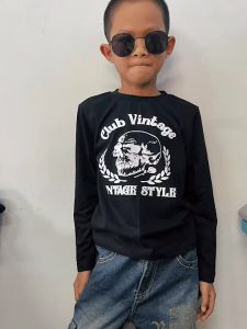 เสื้อยืดแขนยาว สไตล์วินเทจ เสื้อเด็ก อายุ 3-7 ปี ผ้า Cotton