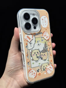 Chiikawa Lion Sacka Ultra-Thin Transparent Mobile Phone Case Cute Hollow out Design Full Cover Instant Camera Card Holder