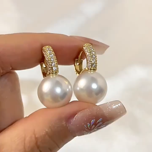 24K Saudi Gold Pawnable High Quality Gold Pearl Drop Earrings  Jewelry