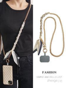 ZHENGEGE | Diagonal Cross Shoulder Metal Long Chain Scarf 2-in-1 Pendant