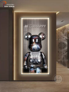 Modern Fashion High-End Entrance Decorative Painting with Light Lighting Hallway Cartoon Home Decor Artwork Metal Framed Oil Canvas