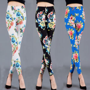 Womens Milk Silk plus Size High Waist Elastic Print Base Layer Pants Loose Fit Nine Points Elastic Waist Capri Pants Outerwear