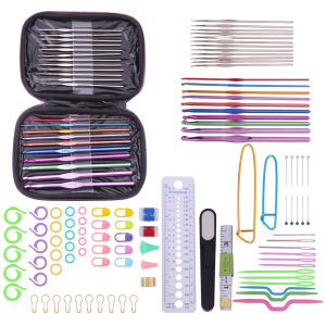 (NEW) 22pcs Yarn Crochet Needles Set Handmade Needles Yarn Tool Set Portable Practical Stainless Steel Knitted Craft Kit