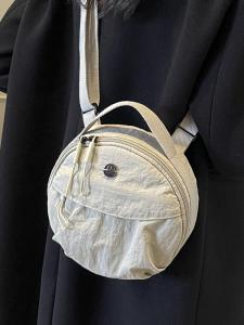Fashionable Nylon Crossbody Bag Womens Mobile Phone Bag Single Shoulder Bag Casual Style round Shape Soft Handbag for Youth