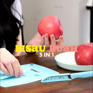 PREMIUM Pisau Dapur Set Knife 3IN1 Ceramic - 1 Set Pisau Dapur Talenan Pengupas Buah - Pisau set Keramik 3PCS