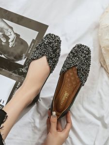 MIFEI | Glitter and Rhinestone Flat Boat Shoes Breathable Design Autumn Wear