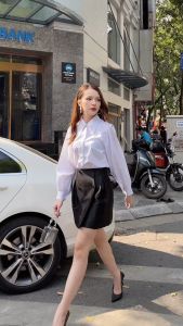 [Voucher 15% MOV 199K cap 100K  Áo sơ mi trắng nữ công sở HeraDG thiết kế nhún vai tay bồng dài trẻ trung chất liệu 100