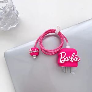 Set 4 PCS Iphone 18w&20w Pelindung Kabel Carger Iphone Paket Patch pelindung kabel data kepala charger Barbie