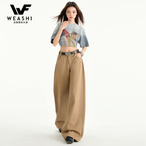 Quần Jeans Ống Rộng Phong Cách Mỹ Cho Nữ Màu Đỏ Sắc Cao Cấp Thường Ngày Quần Dài Dài Đến Sàn Quần Jeans Ống Rộng Thẳng