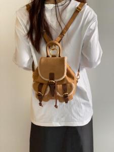 กระเป๋าเป้สะพายหลังผ้าขนแกะฤดูใบไม้ร่วงและฤดูหนาวสำหรับผู้หญิง กระเป๋าสะพายไหล่แบบมีซิปหลายช่อง ดีไซน์ทันสมัย ​​กระเป๋าสะพายไหล่ขนาดเล็กแบบอเนกประสงค์