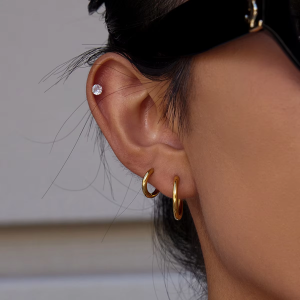 XIANING Chic Stainless Steel Geometric Round Hoop Earrings Women Gold Silvery Color Charm Trendy Fashion Temperament Jewelry 