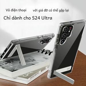 Ốp Điện Thoại Samsung Galaxy S23 Ultra Plus 22 S24 Trong Suốt Có Chân Chống Mỏng Chống Sốc Chống Trầy Xước Chống Bụi
