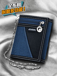 Foldable Canvas Short Wallet for Men and Women with Velcro Closure Pure Color Texture Multi-Compartment Interior Ideal for Youth