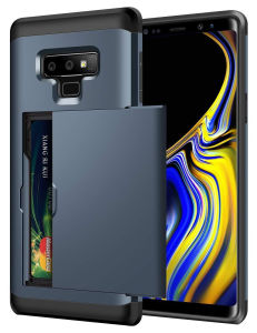 Business Style Silicone Phone Case for Samsung Note 9 8 S9 S8 S7 Edge Card Holder Wallet Design Slide in Card Slot