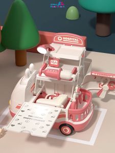 Đồ chơi bác sĩ cho bé gồm hộp y tế xe cứu thương ống tiêm ống nghe dụng cụ trẻ em