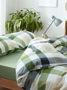 Pure Cotton Bedding Set Color Woven Three Piece Quilt Cover Sheet Bed Canopy Patterned Washable Cotton Bedding Ensemble