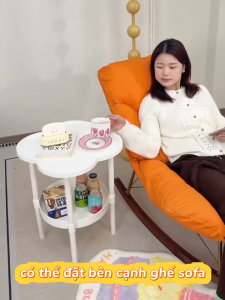 Bàn bên ghế sofa 2 tầng thiết kế tối giản bàn đầu giường có kệ thích hợp để sử dụng bên cạnh ghế sofa