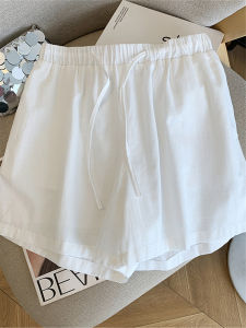 QIAONIAOGE | White Linen Casual Shorts Women Summer High Waist Slimming A-Line Wide Leg Pants Versatile Comfortable Breathable Lightweight