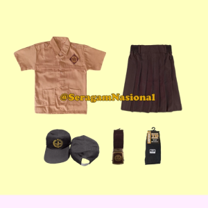 Setelan Seragam Sekolah Pramuka Pendek Anak SD Perempuan