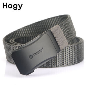 Thickened Nylon Woven Belt Automatic Buckle Casual Jeans Belt No Hole Workwear Canvas Waist Belt for Men All Matched