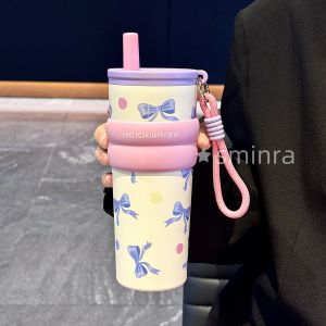 Cốc Nước Giữ Nhiệt Dễ Thương Bằng Gốm Có Ống Hút Cốc Nước Đi Học Đi Làm Cốc Đựng Trà Di Động Cốc Nước Giữ Nhiệt Cho Nữ