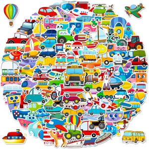 Waterproof Cartoon Boat Airplane Car Decorative Stickers 50 Pcs Phone Case Decoration Paper Toys for Children Educational Stickers