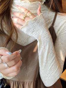 chaqi | เสื้อเชิ้ตคอสูงทรงเข้ารูปสไตล์ฝรั่งเศสย้อนยุคสำหรับผู้หญิงในฤดูใบไม้ร่วงและฤดูหนาว เสื้อชั้นในสีขาวแฟชั่น แขนยาว ด้านในมีขนแกะ เสื้อผ้าทำงาน