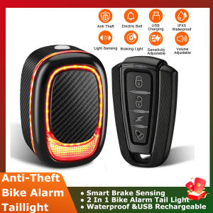115dB Remote Control Bike Taillight Anti-Theft Vibration Alarm Waterproof Wireless Bike Motorcycle Brake Sensing Rear Lights