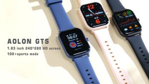 Aolon GTS 2024 jam tangan pintar 1.83 HD LCD Screen 100 Sports Modes & IP68 Waterproof Bluetooth Calls and APP Notifications Smartwatch