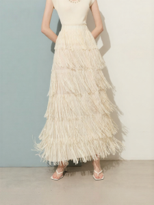 D-PLAY | High Elastic Fringe Sequin Beaded Weave Skirt