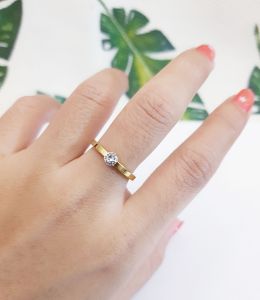 Cincin Titanium Solitaire Mata Satu Anti Karat Simple Xds32