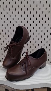 (74053) รองเท้า ลูกเสือหญิง ครู ผู้กำกับ รองผู้กำกับ แบบผูกเชือกมีส้น สีน้ำตาลเข้ม (Size 36-42)