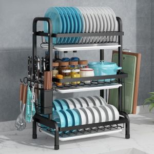 H971 Rak Dapur Multifungsi 3 Tingkat / Drainer Rack / Rak Piring & Mangkok / Rak Susun Pengering Piring
