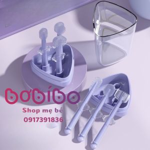 Set Rơ Lưỡi Cho bé Silicon 3 loại tưa lưỡi bàn chải silicon mềm mại cho bé từ 0-18 tháng