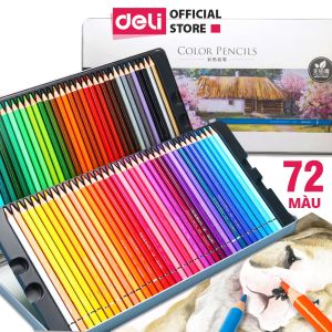 Hộp Bút Chì Màu Gốc Dầu Cao Cấp Deli - 24/36/48/72 Màu Đậm Tươi Sáng Tô Vẽ Tranh Phác Thảo Cho Người Mới Chuyên Nghiệp 6565 / 6566 / 6567 / 6568