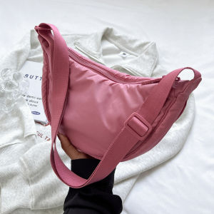New Simple Waterproof Crossbody Bag for Women Portable Armpit Bag Large Capacity Casual Shoulder Bag Mens Light Travel Canvas Bag Shopping and Hiking
