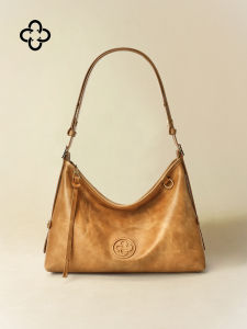 Vintage Commuter Vegetable Tanned Leather Hobo Tote Bag Shoulder Crossbody