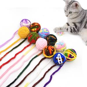 Colorful Cat Toy Ball for Pet Cats Interactive Smart Toy Bell Knitted String Toy for Kittens to Chew And Play