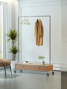 Modern Minimalist Mobile Coat Rack with Wheels Living Room Storage Module Cabinet Multi-Function Clothes Hanging Rack