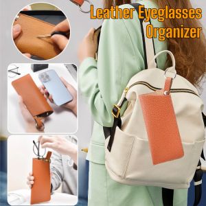 Convenient Key Ring Leather Eyeglasses Organizer Portable Soft Leather Glasses Storage Bag Anti-Scratch Sunglasses Case Protector 眼镜收纳袋