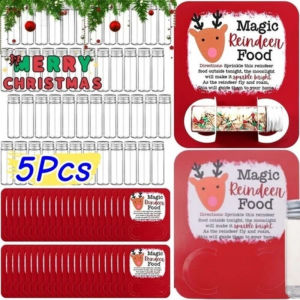 5Sets Christmas Party Supplies with Glass Bottles Card Toppers Holiday Activity Kits for Xmas Eve Party Favors