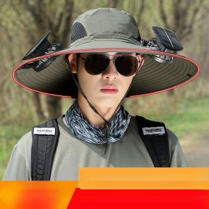 Solar Powered Fan Hat Mens Outdoor Mountain Climbing Fishing UV Protection Sunshade Fisherman Cap with Fan Spring Travel Youth