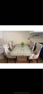 CNY Chesterfield dining table with 8/6 chairs