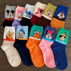 Disney | 5 Pairs of Random Novel Interesting Cartoon Characters Womens Mid Tube Socks Personalized Fashion College Style Couple Socks