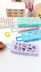 【1-3 Days Delivery】Sanrio Stationery Box Kuromi Melody Cinnamoroll Multifunctional Stationery Box Double Layers Large-Capacity Pull Rod Childrens Pencil case