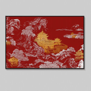 New Chinese Style Villa Living Room Background Wall Large Size Three-dimensional Relief Decorative Painting Hotel Restaurant High-end Hanging Artwork